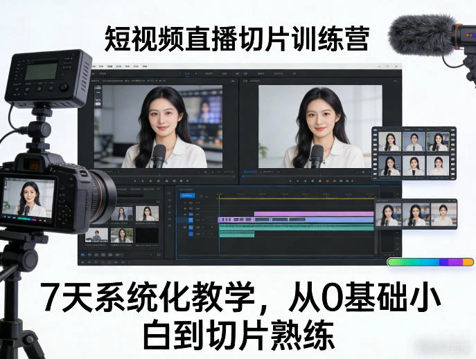 短视频直播切片训练营，7天系统化教学，从0基础小白到切片熟练-科技美南博客