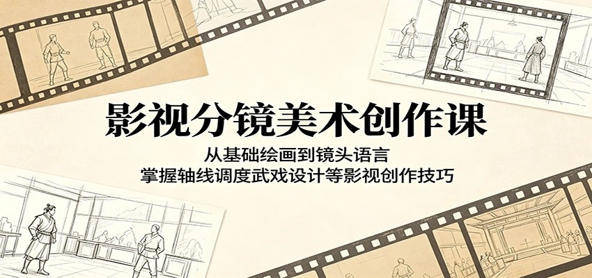 影视分镜美术创作课：从基础绘画到镜头语言，掌握轴线调度武戏设计等影视创作技巧-科技美南博客