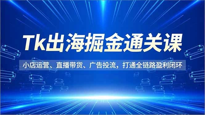 Tk出海掘金通关课，小店运营、直播带货、广告投流，打通全链路盈利闭环-科技美南博客
