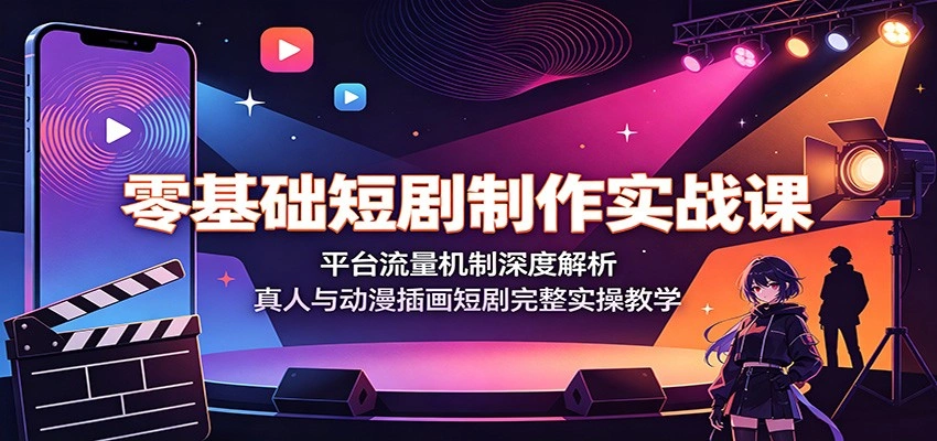 零基础短剧制作实战课:平台流量机制深度解析,真人与动漫插画短剧完整实操教学-科技美南博客