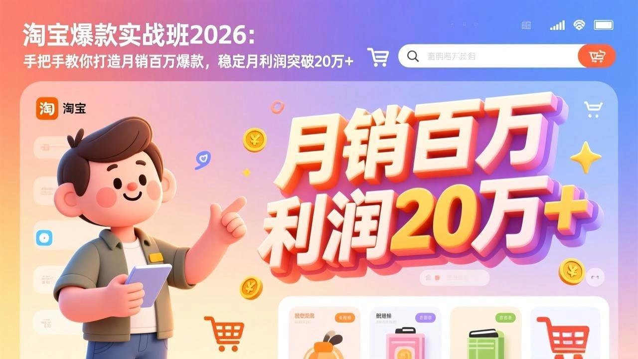 淘宝爆款实战班-2026年2月更新：手把手教你打造月销百万爆款，稳定月利润突破20万+-科技美南博客