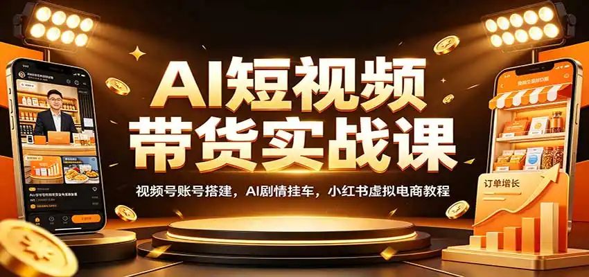 AI短视频带货实战课:视频号账号搭建,AI剧情挂车,小红书虚拟电商教程-科技美南博客