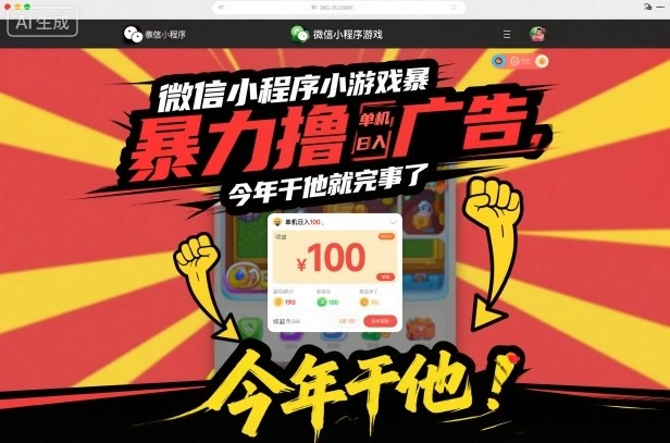 微信小程序小游戏暴力撸广告，单机日入100，今年干他就完事了-科技美南博客