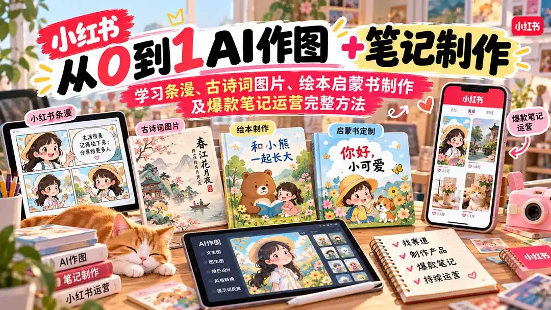 2026小红书AI内容创作从0到1：学习条漫、古诗词图片、绘本启蒙书制作及爆款笔记运营完整方法-科技美南博客