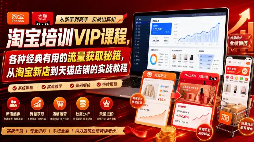 淘宝培训VIP课程,各种经典有用的流量获取秘籍,从淘宝新店到天猫店铺的实战教程(更新08月12日)-科技美南博客