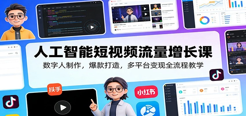 人工智能短视频流量增长课：数字人制作，爆款打造，多平台变现全流程教学-科技美南博客