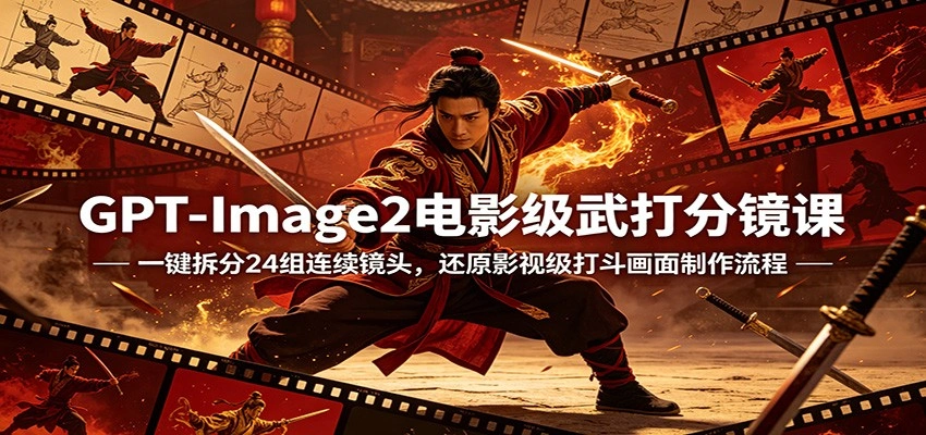 GPT-Image2电影级武打分镜课：一键拆分24组连续镜头，还原影视级打斗画面制作流程-科技美南博客