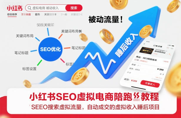 小红书SEO虚拟电商陪跑教程，实现seo搜索被动流量，自动成交的被动收入睡后项目-科技美南博客