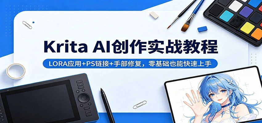 Krita AI创作实战教程：LORA应用+PS链接+手部修复，零基础也能快速上手-科技美南博客