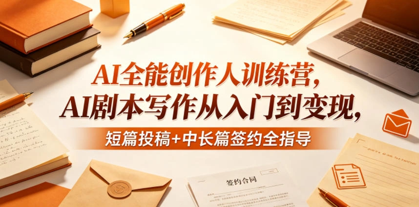 AI全能创作人训练营，AI剧本写作从入门到变现，短篇投稿+中长篇签约全指导-科技美南博客