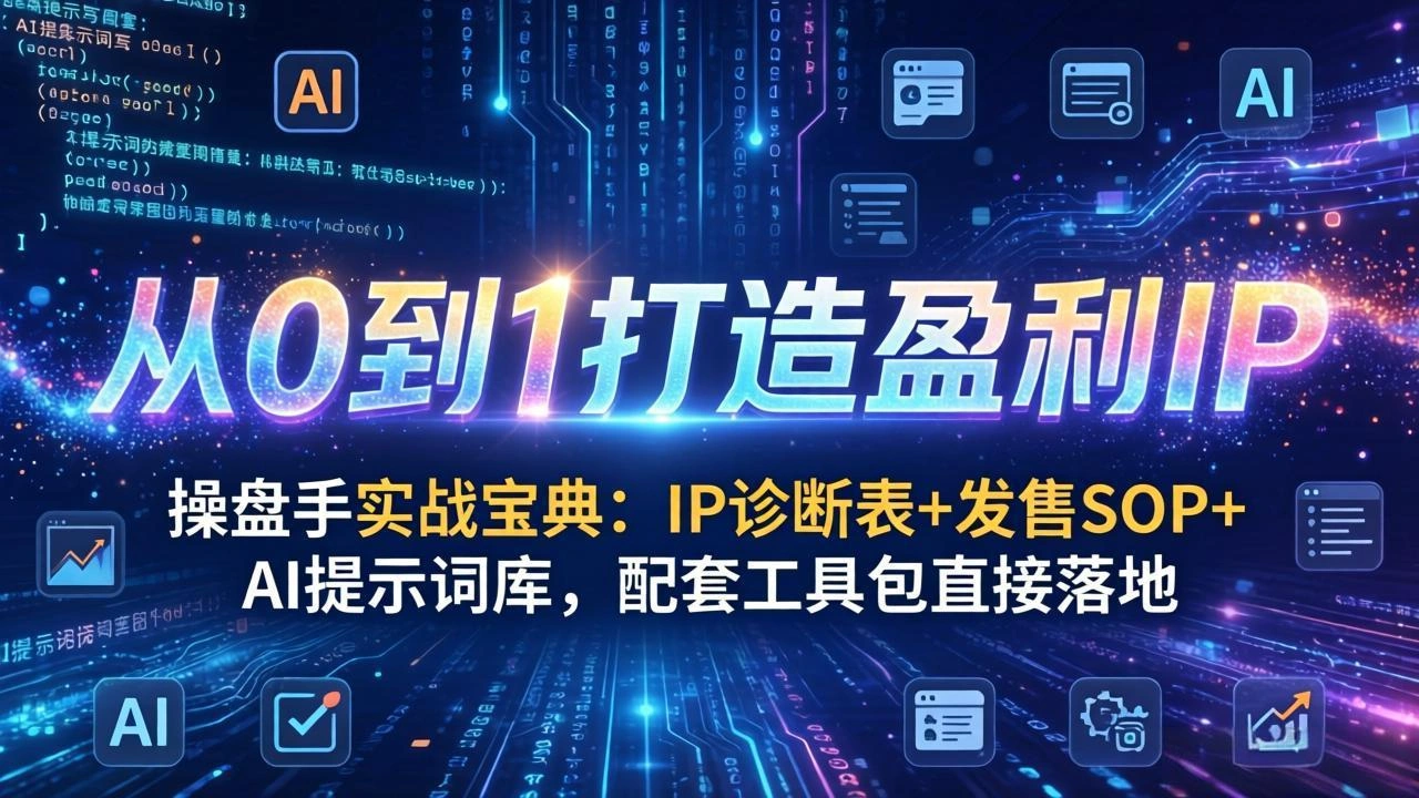 操盘手实战宝典：IP诊断表+发售SOP+AI提示词库，配套工具包直接落地，从0到1打造盈利IP-科技美南博客