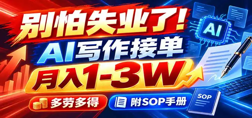别怕失业了!AI写作接单月入1-3W,多劳多得,附SOP手册-科技美南博客