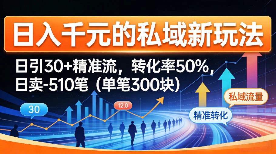 日入千米的私域新玩法：日引30＋精准流，转化率50%，日卖5-10笔(单笔300米)-科技美南博客