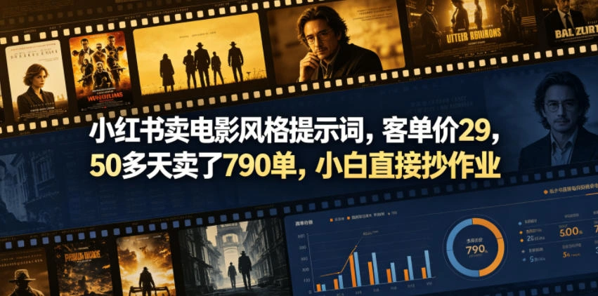 小红书卖电影风格提示词，客单价29，50多天卖了790单，小白直接抄作业！-科技美南博客