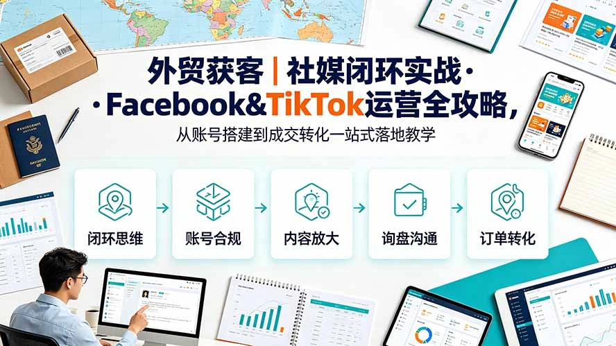 外贸获客|社媒闭环实战·Facebook&TikTok运营全攻略,从账号搭建到成交转化一站式落地教学-科技美南博客