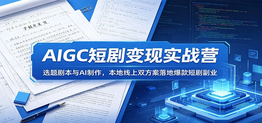 AIGC短剧变现实战营：选题剧本与AI制作，本地线上双方案落地爆款短剧副业-科技美南博客