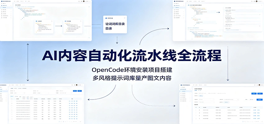 AI内容自动化流水线全流程：OpenCode环境安装项目搭建，多风格提示词库量产图文内容-科技美南博客