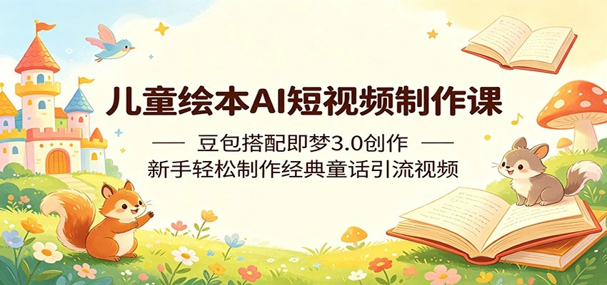 儿童绘本AI短视频制作课：豆包搭配即梦3.0创作，新手轻松制作经典童话引流视频-科技美南博客