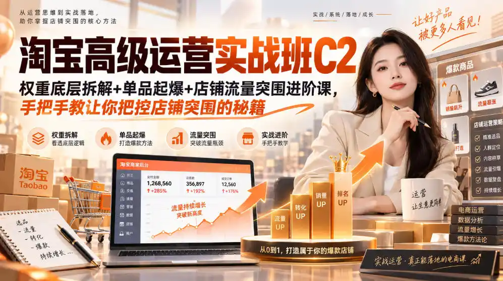 淘宝高级运营实战班C2|权重底层拆解+单品起爆+店铺流量突围进阶课,手把手教让你把控店铺突围的秘籍-科技美南博客
