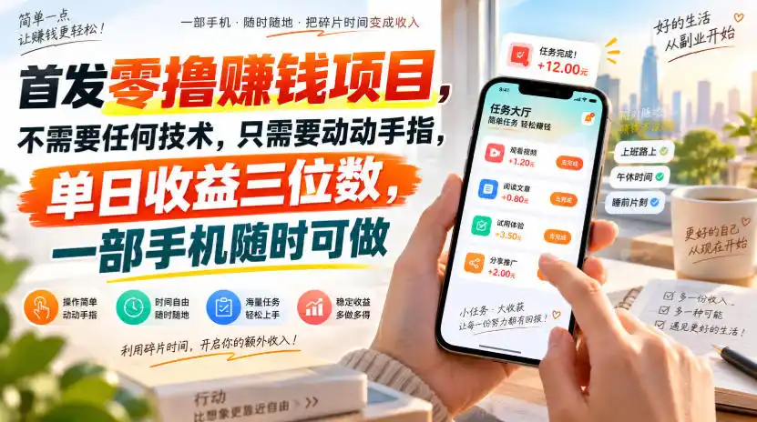 首发零撸賺钱项目，不需要任何技术，只需要动动手指，单日收益三位数，一部手机随时可做【揭秘】-科技美南博客