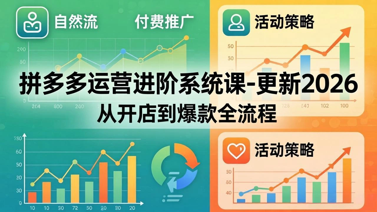 拼多多运营进阶系统课-更新2026：从开店到爆款全流程，自然流+付费推广+活动策略-科技美南博客