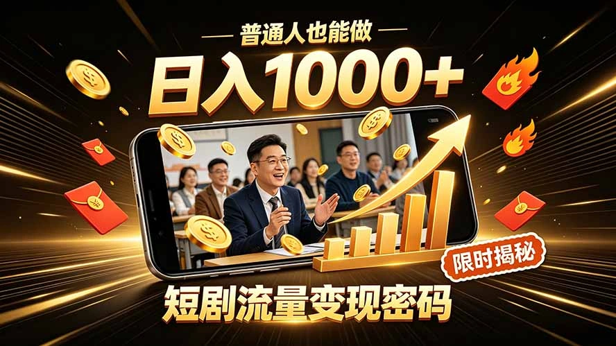 一部手机做短剧分发，不用真人出镜、不用拍摄剧本，快手流量变现日赚千元-科技美南博客