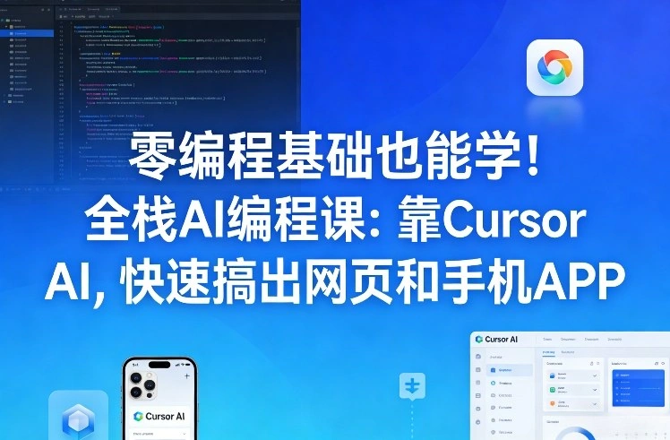 零编程基础也能学!全栈AI编程课:靠Cursor AI,快速搞出网页和手机APP-科技美南博客