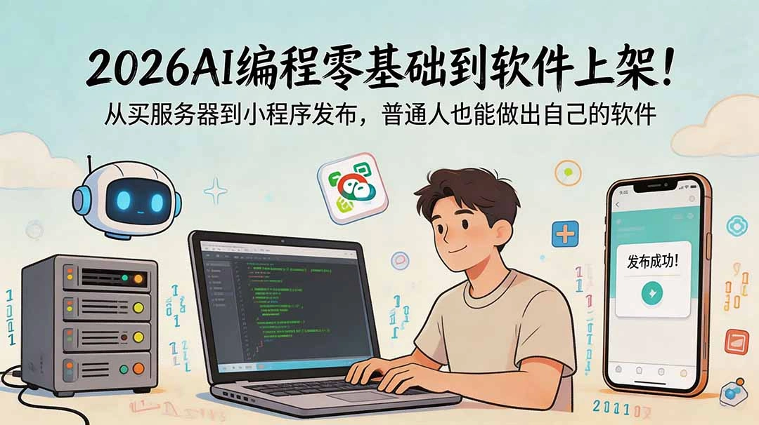 2026AI编程零基础到软件上架！从买服务器到小程序发布，普通人也能做出自己的软件-科技美南博客