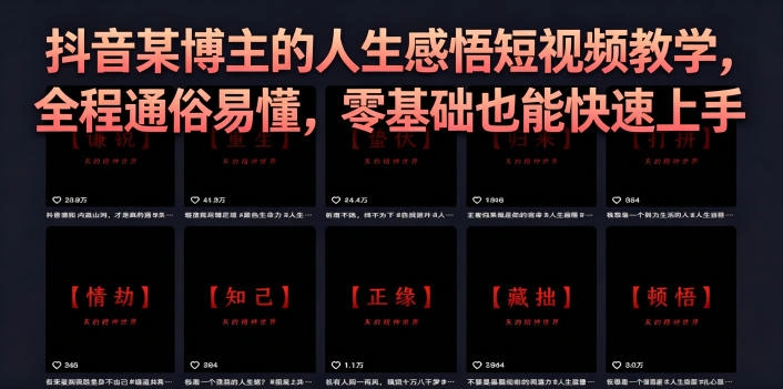 抖音某博主的灰太狼人生感悟短视频教学，全程通俗易懂，零基础也能快速上手-科技美南博客