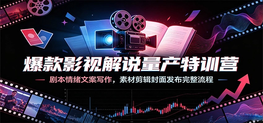 爆款影视解说量产特训营：剧本情绪文案写作，素材剪辑封面发布完整流程-科技美南博客