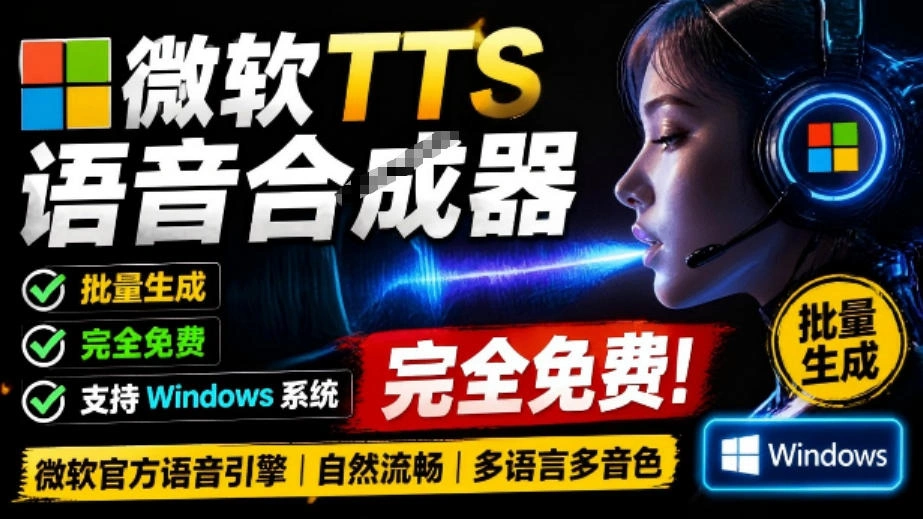 微软TTS免费语音配音生成器,完全免费,支持多语音、多音色选择,Windows系统专用TTS语音合成器-科技美南博客