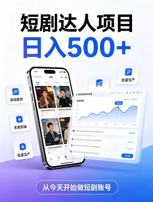 短剧达人项目，日入500+，普通人的创业计划，低门槛开启线上副业新机遇【揭秘】-科技美南博客