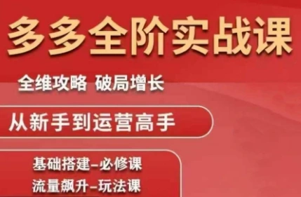 大炮·拼多多全阶实战课程(更新2026)-科技美南博客