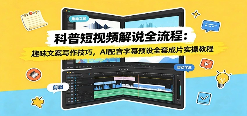 科普短视频解说全流程:趣味文案写作技巧,AI配音字幕预设全套成片实操教程-科技美南博客