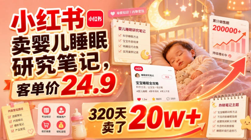 小红书卖婴儿睡眠研究笔记,客单价24.9,320天卖了20w+-科技美南博客