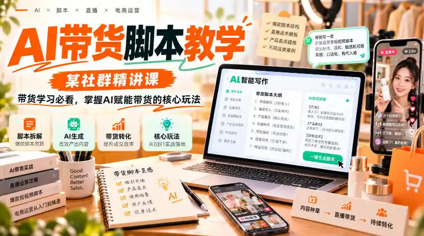 AI带货脚本教学,某社群精讲课,带货学习必看,掌握AI赋能带货的核心玩法-科技美南博客