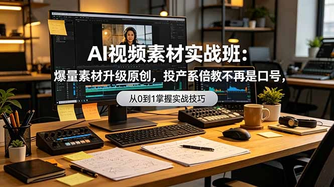 AI视频素材实战班：爆量素材升级原创，投产翻倍不再是口号，0-1系统教学实战落地-科技美南博客