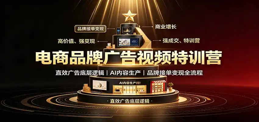 电商品牌广告视频特训：直效广告底层逻辑，AI内容生产，品牌接单变现全流程-科技美南博客