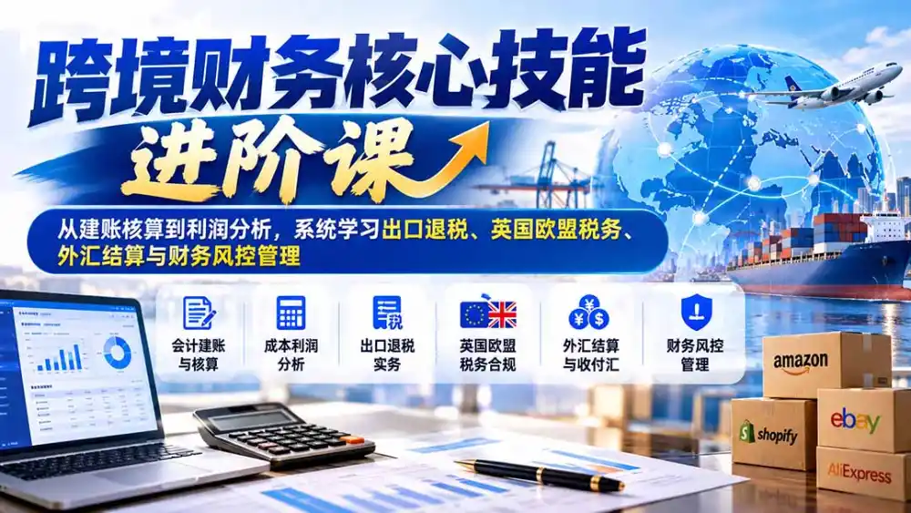 跨境财务核心技能进阶课:从建账核算到利润分析,系统学习出口退税、英国欧盟税务、外汇结算与财务风控管理-科技美南博客