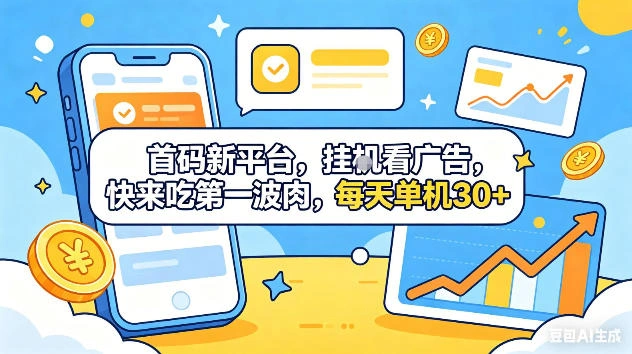 首码新平台，挂G自动看广告，快来吃第一波肉，每天单机30+，可矩阵放大【揭秘】-科技美南博客