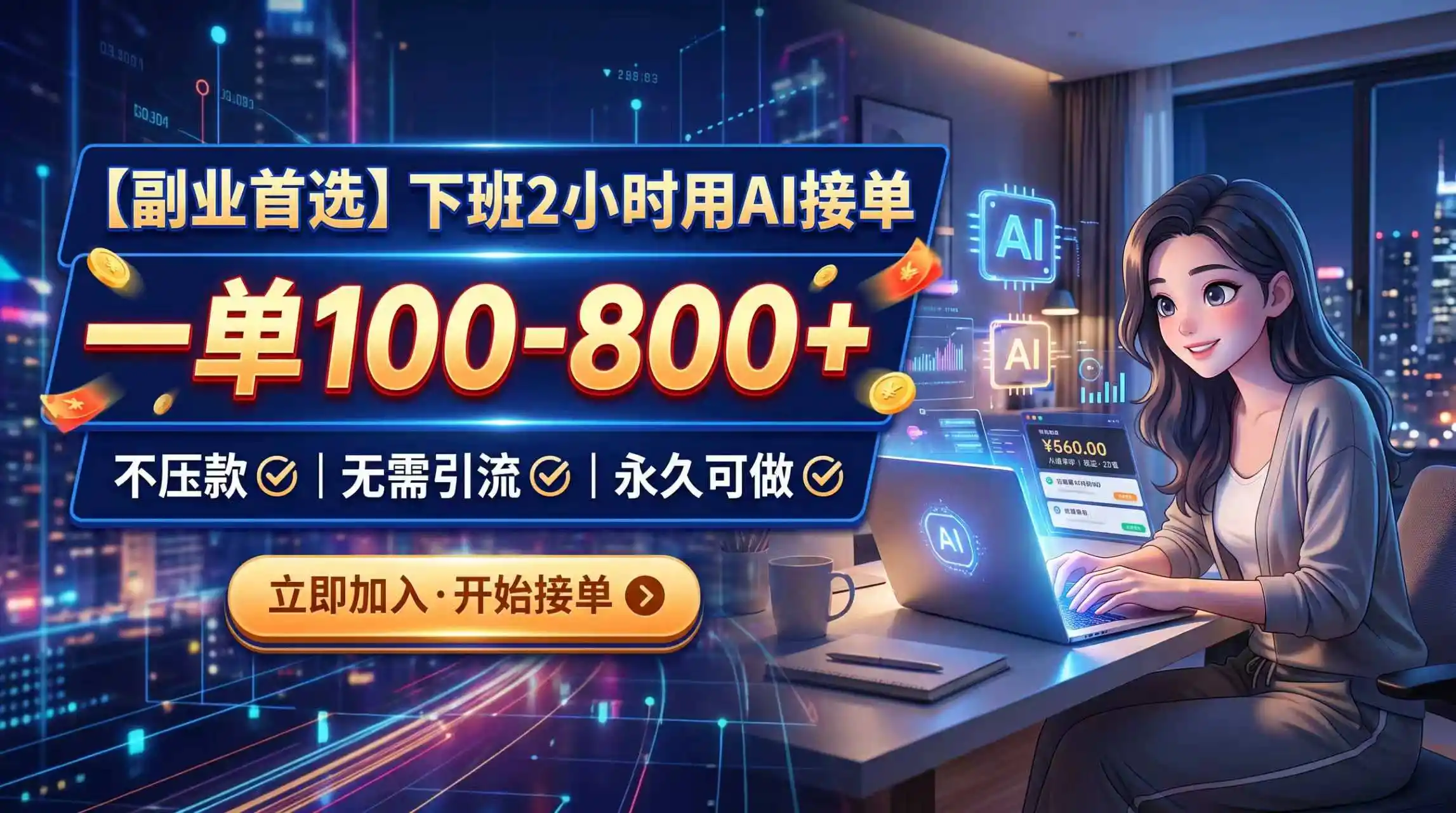 下班2小时用AI接单,一单100-800+,不压款,无需引流,永久可做-科技美南博客