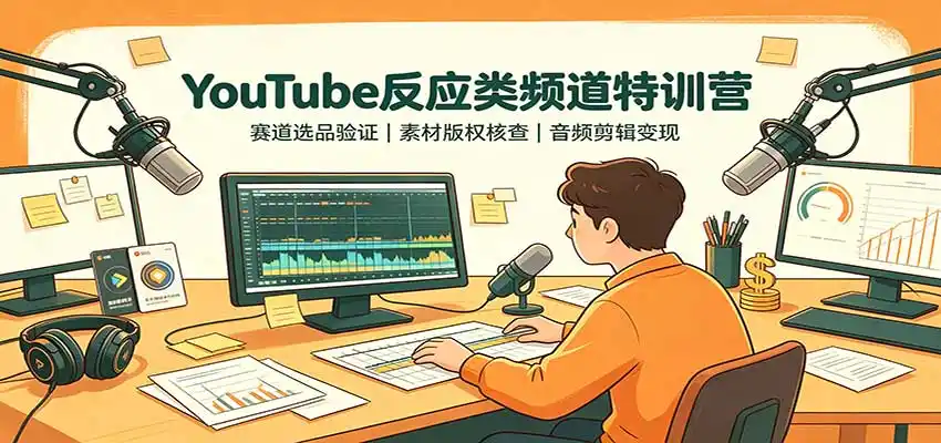YouTube反应类频道特训营:赛道选品验证,素材版权核查,音频剪辑变现-科技美南博客