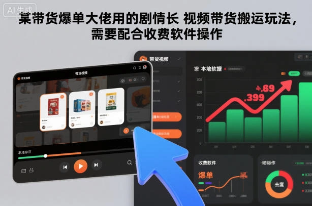 某带货爆单大佬用的剧情长视频带货搬运玩法，需要配合收费软件操作-科技美南博客