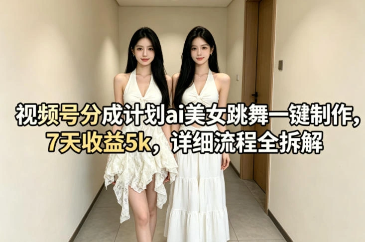 视频号分成计划ai美女跳舞一键制作，7天收益5k，详细流程全拆解-科技美南博客