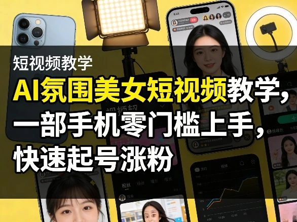 AI氛围美女短视频教学，一部手机零门槛上手，快速起号涨粉-科技美南博客