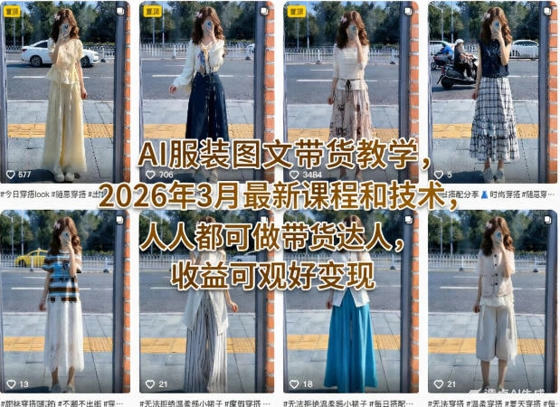 AI服装图文带货教学，2026年3月最新课程和技术，人人都可做带货达人，收益可观好变现-科技美南博客