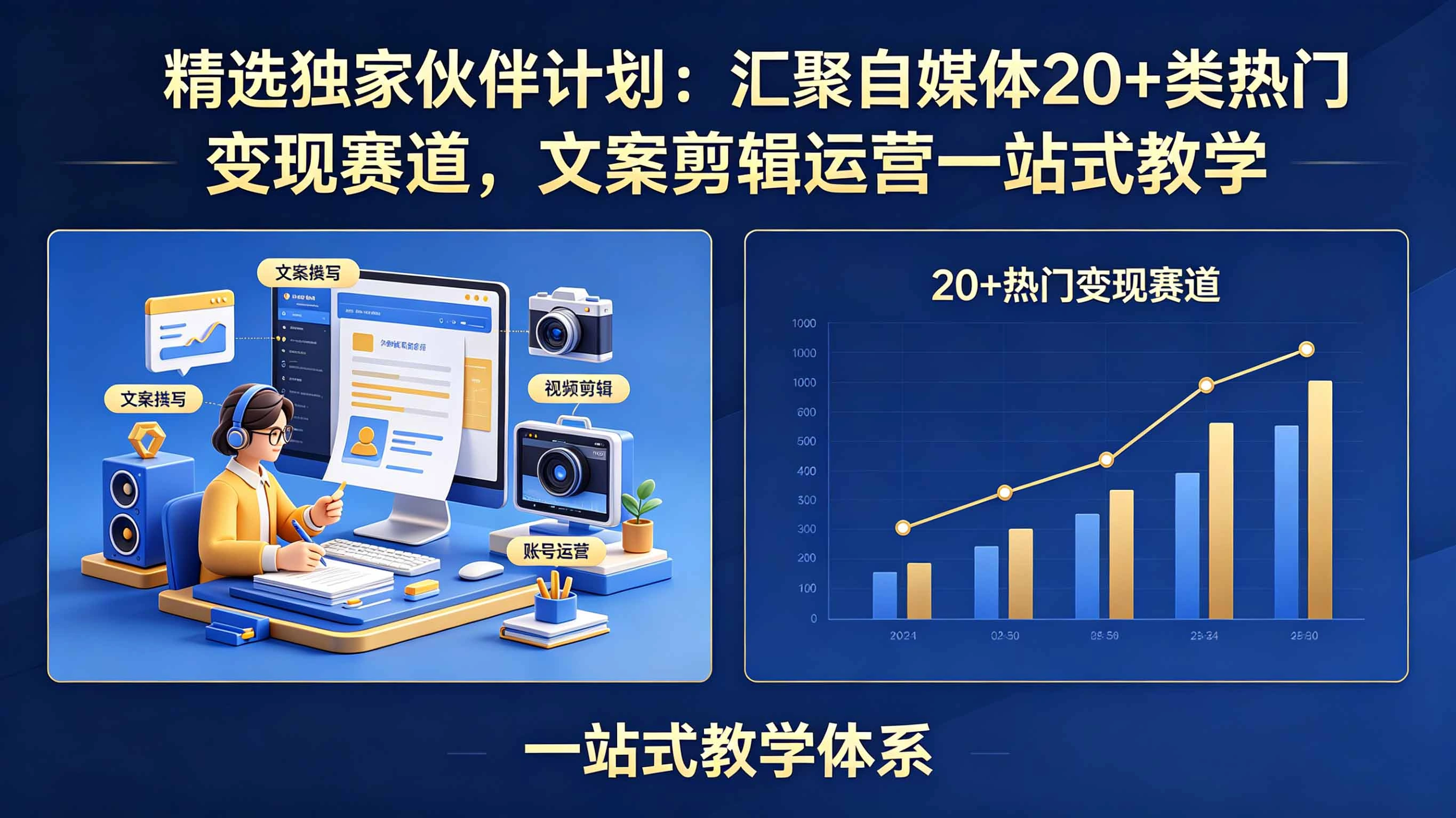 精选独家伙伴计划：汇聚自媒体20+类热门变现赛道，文案剪辑运营一站式教学-科技美南博客