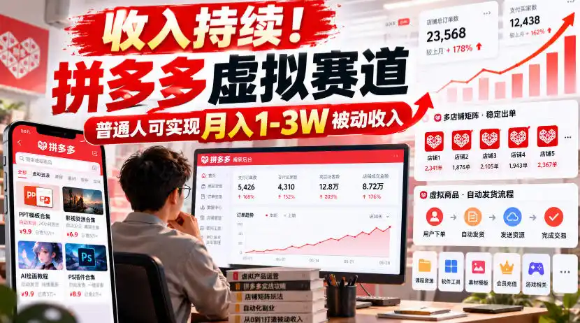 收入持续！拼多多虚拟赛道，普通人可实现月入1-3 W被动收入【揭秘】-科技美南博客