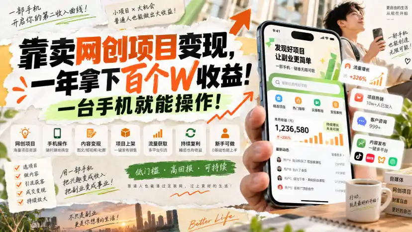 网创小程序虚拟资料变现,一年拿下百万收益,一部手机就可以做,0成本变现副业!-科技美南博客