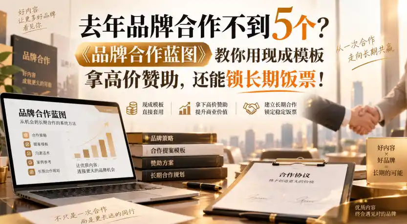 去年品牌合作不到5个？《品牌合作蓝图》教你用现成模板拿高价赞助，还能锁长期饭票！【原创双语字幕】-科技美南博客